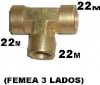 Tee Femea 22mm (femea 3 Lados)