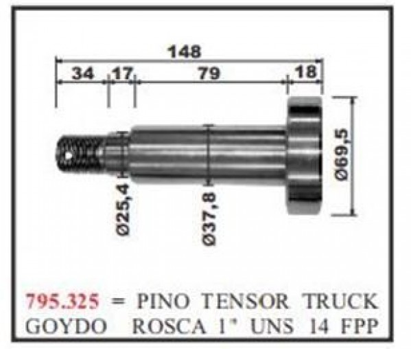Pino Tensor 70x148x37mm Carr/truck Fruehalf/goydo Rosca 1 Uns 14 Fpp