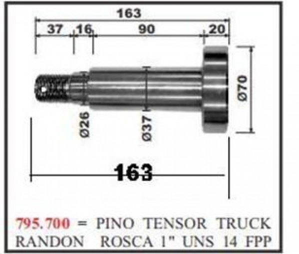Pino Tens 70x163x37mm Carr/truck          Randon Rosca 1 Uns 14 Fpp