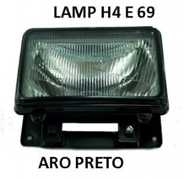 Farol Mb Cara Preta L-d 83a92 H4 C/vig Lamp 69 Aro-preto