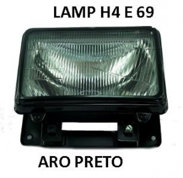 Farol Mb Cara Preta L-e 83a92 H4 C/vig Lamp 69 Aro-preto