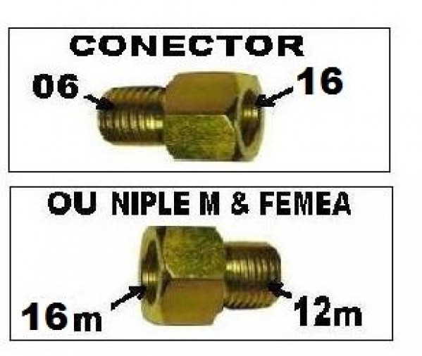 Conector Femea 06x16 Desmontado Ou Niple Mef 12x16