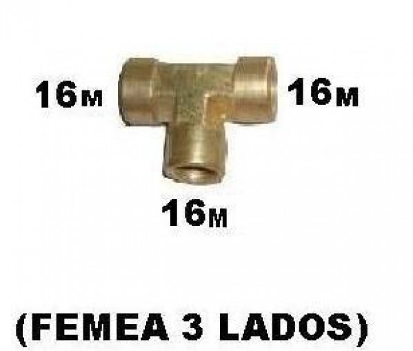Tee Femea 16mm (femea 3 Lados)