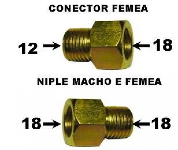 Conector Femea 12x18 Desmontado Ou Niple Reto 18x18