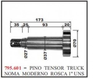 Pino Tensor 70x166x37mm Carr/truck Helio/noma Moderno Rosca 1 Uns